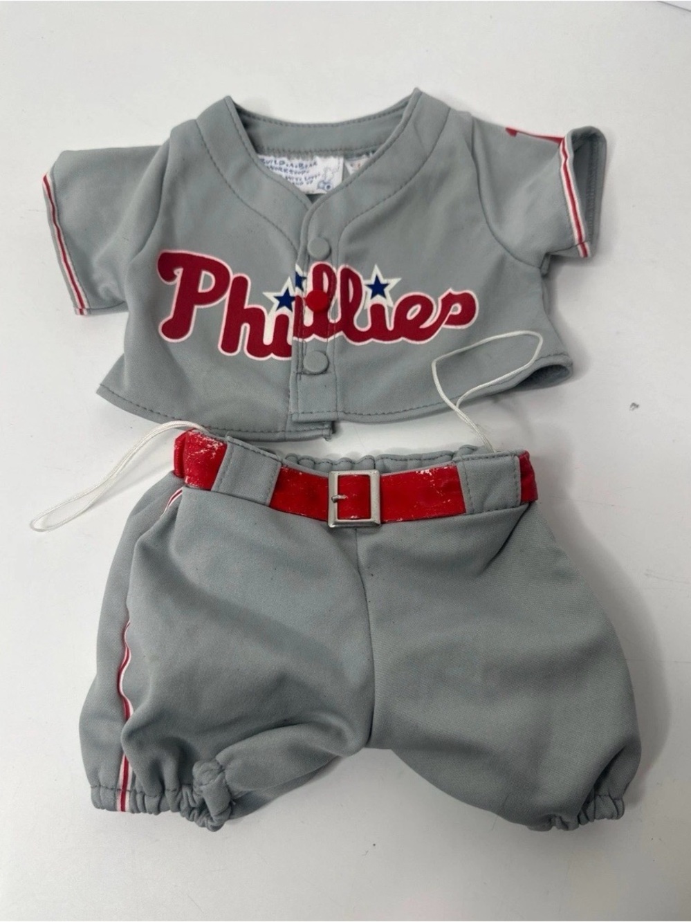 Build a Bear Grey and Red Baseball Outfit - Jersey & Pants Phillies